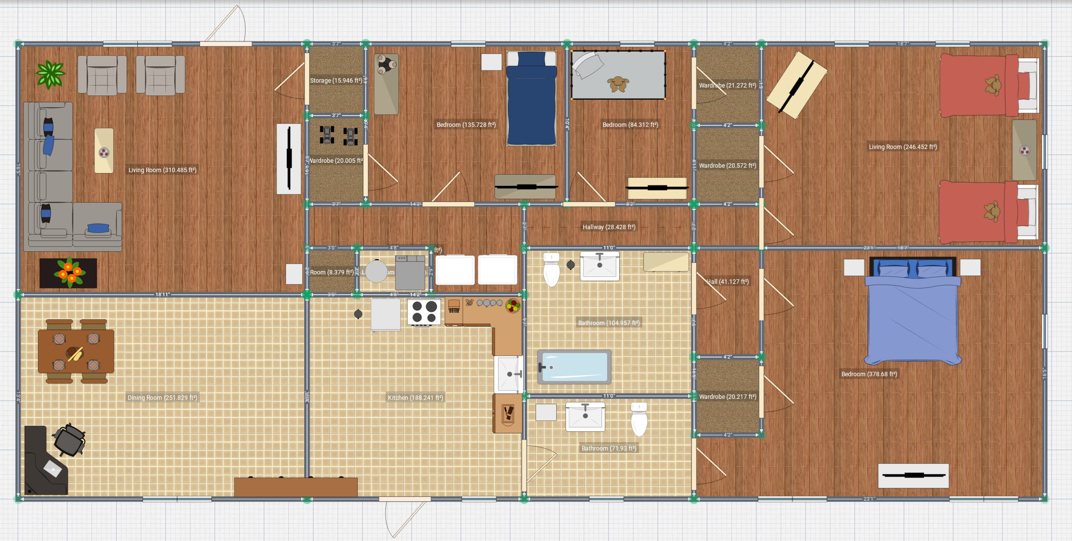 Four bed one & 1/2 bath Town Home Floor Plan 1